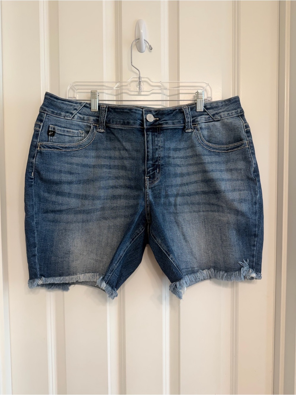 KanCan Blue Frayed Hem Denim Shorts